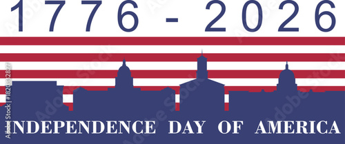 250 years Anniversary card design. 250th anniversary sticker, label, tag, badge to celebrate Independence Day of America on 4th July