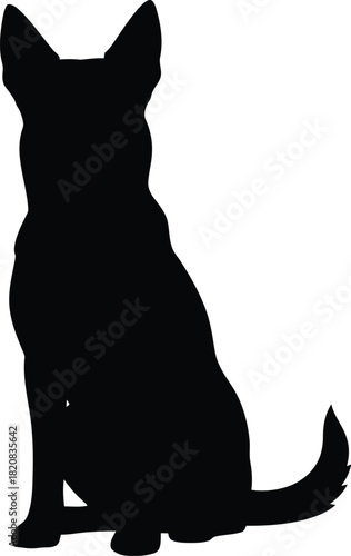 German shepherd silhouette loyal companion sitting graceful profile vector