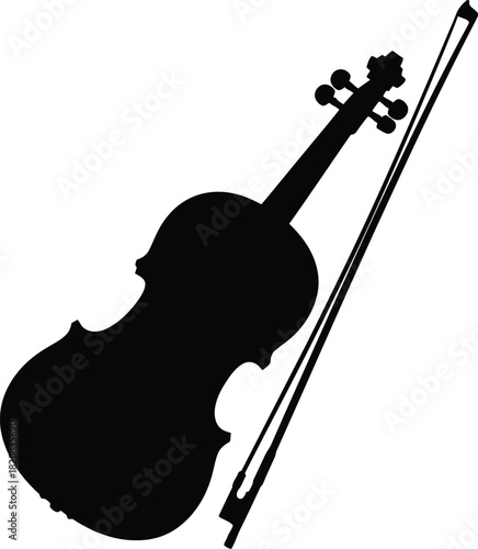 Elegant violin silhouette classic music instrument bowed string chordophone vector