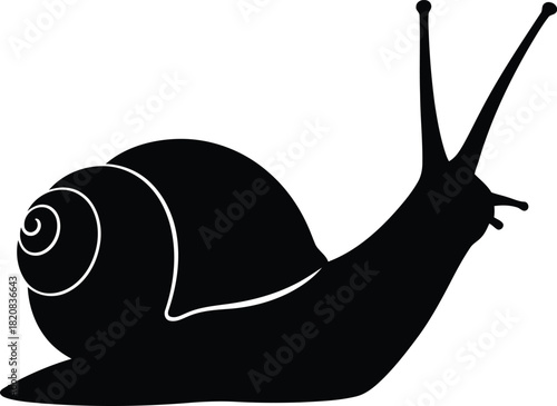 Silhouette of a snail moving forward minimalist icon vector