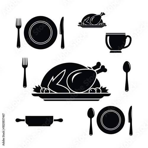 vector set of kitchen utensils