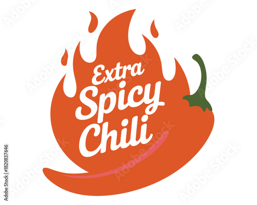 An extra spicy chili pepper graphic ignites with fiery flames, representing intense heat and flavor.