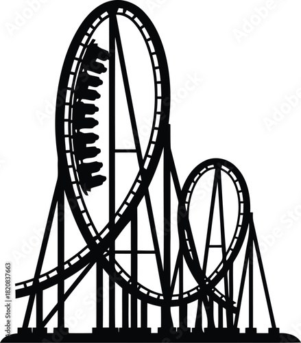 Thrilling roller coaster loop extreme amusement park ride vector