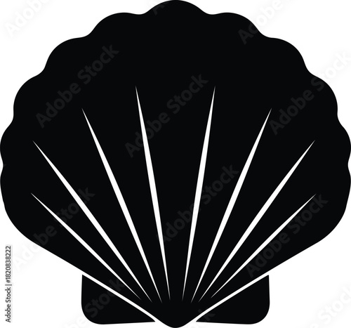 Elegant scallop shell silhouette icon ocean beach summer coastal design element vector