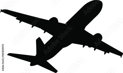 Silhouette of modern jet airplane flying high in the sky vector