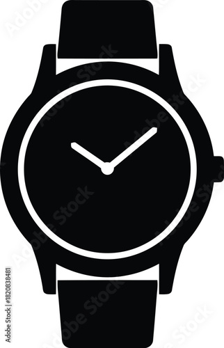 Modern minimalist wristwatch icon elegant timepiece accessory vector