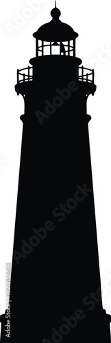 Coastal lighthouse silhouette nautical beacon guidance sea navigation vector