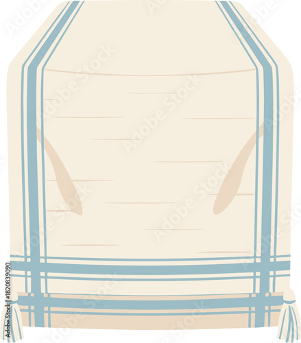 Traditional Jewish prayer shawl Tallit with blue stripes illustration.