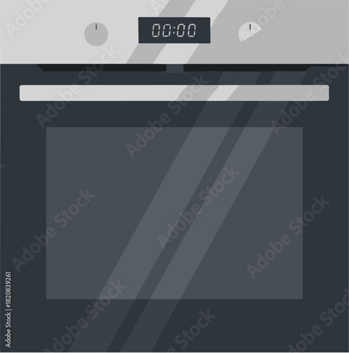 Modern built-in electric oven with a digital clock display.