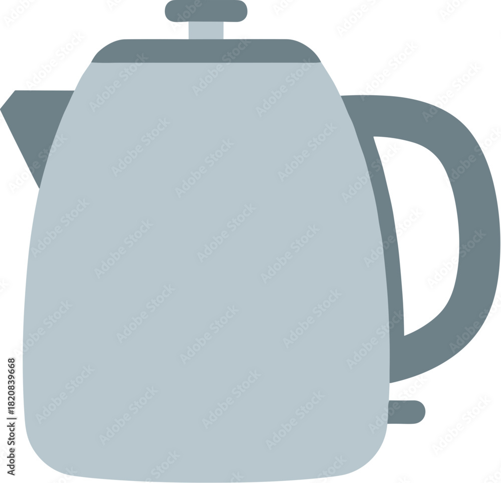Obraz premium Simple flat vector illustration of a grey electric kettle.