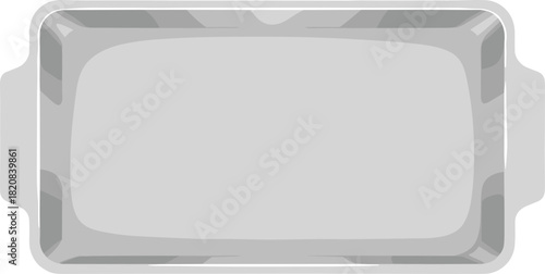 Empty rectangular metal baking tray with handles top view vector illustration.