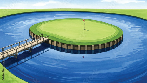 TPC Sawgrass island green watercolor