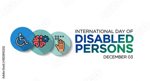 International Day of Disabled Persons: Wheelchair, Brain, Hand Icons