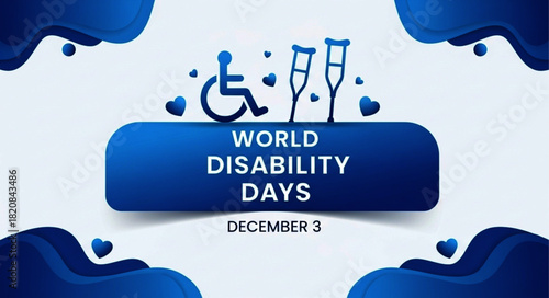 World Disability Day Illustration with Wheelchair and Crutches