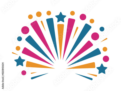 A vibrant burst of colorful stars and confetti suggests a festive celebration, party, or happy occasion.