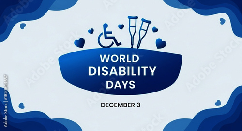 World Disability Day Illustration with Wheelchair and Crutches