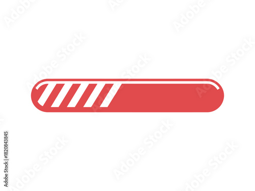 A simple red progress bar with white diagonal stripes indicates loading or waiting is in progress.