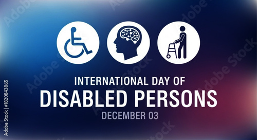 Symbolic Icons Representing Disability and Support for International Day of Disabled Persons