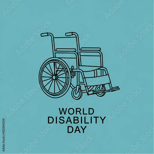 Simple Black Line Art Wheelchair Depicting Mobility and Accessibility for World Disability Day.