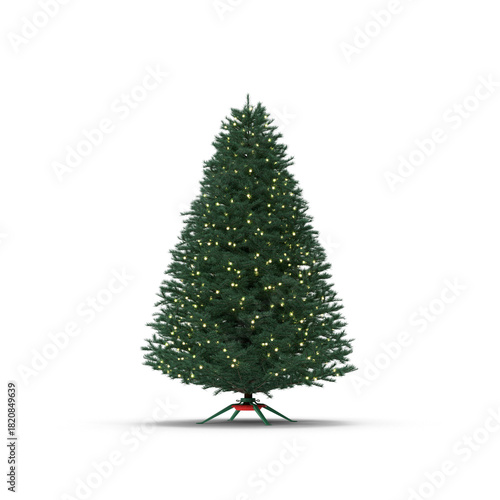 Artificial christmas tree with illuminated warm white lights
