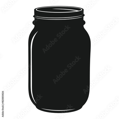 Silhouette of Mason Jar, Canning Jar Vector, Empty Preserving Jar