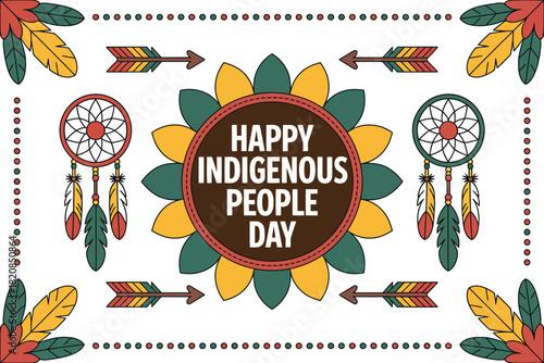Celebrate Indigenous Peoples Day with traditional symbols and vibrant colors, honoring cultural heritage and diversity.