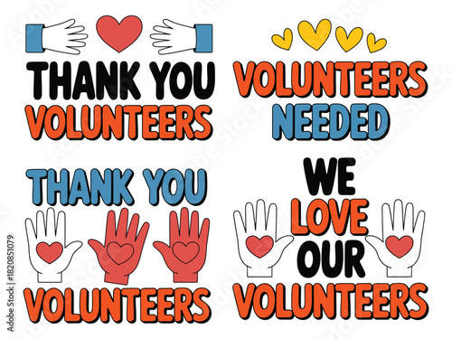 Appreciating volunteers with inspirational messages and symbols of kindness and support, highlighting their importance in community service.