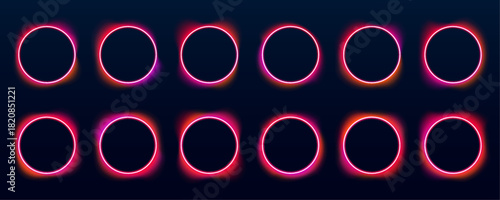 Round holographic frame floats above a soft glowing haze. Vibrant gradient colors ripple across the luminous shape. Ideal for labels, badges, or abstract banners.