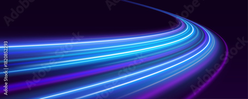 Electric blue streaks twist in 3D space across a transparent background. Motion blur adds dynamic depth. Perfect for cyberpunk, speed, and futuristic visuals.
