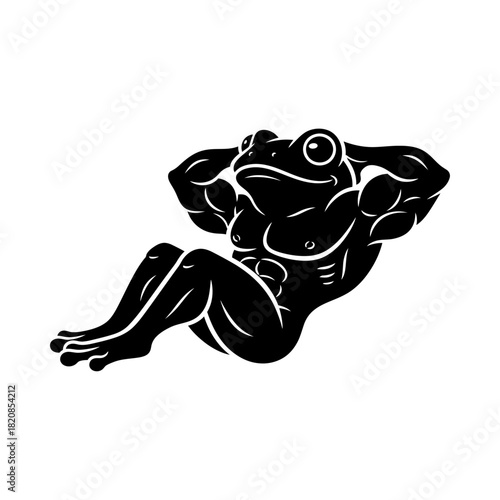 Frog Squat Silhouette Vector - Heavy Barbell Emblem