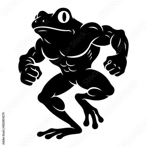 Strong Frog Silhouette Vector - Power Stance Mascot
