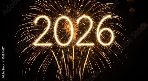 New year two thousand twenty six celebration fireworks