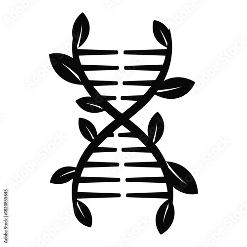 Nature DNA Icon, Genetic Leaf Symbol, Biology and Ecology Concept