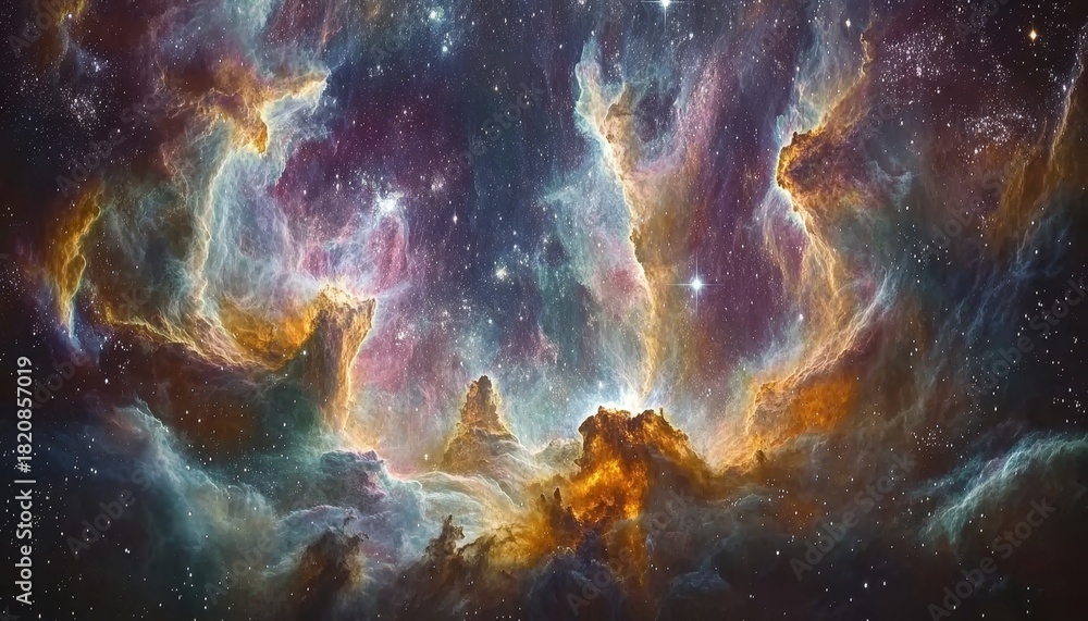 Fototapeta premium Mystical Celestial Dance A Breathtaking Display of Cosmic Colors and Galactic Wonders Above Earth