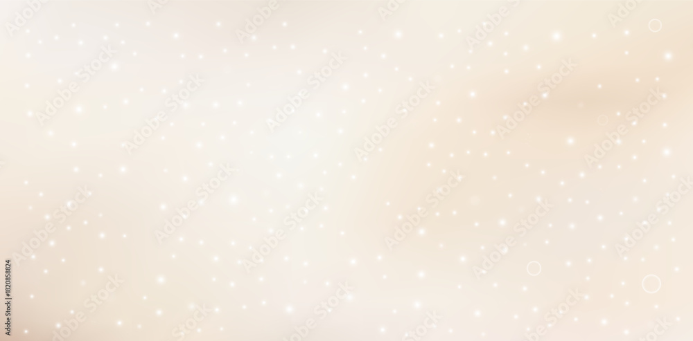 Naklejka premium Beige wavy gradient with sparkles and glitter. Shiny cream background.Minimalist nude gradient background with grainy glitter texture. Festive beige background for Christmas, New Year.