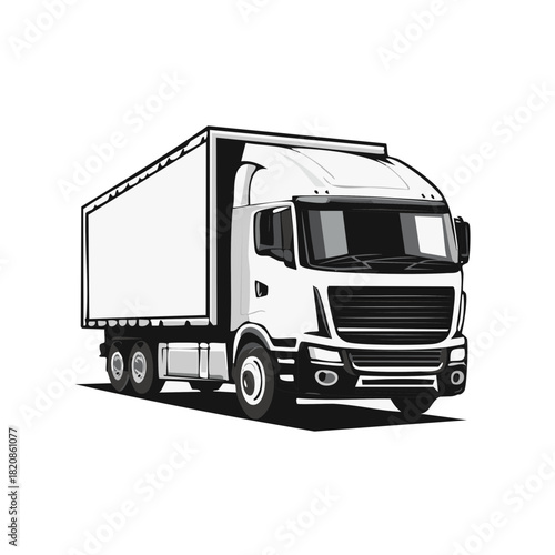 Modern white tractor-trailer truck vector illustration, transportation and delivery concept