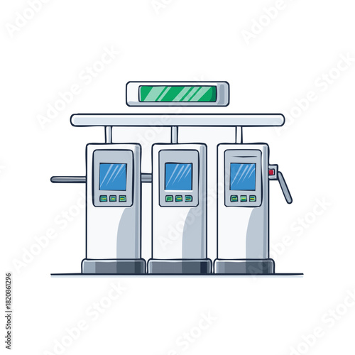 Modern Electric Vehicle Charging Station with Multiple Ports and Digital Displays