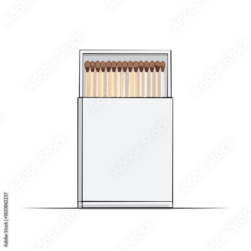 White open matchbox filled with new wooden matches an essential household item for fire starting illustration