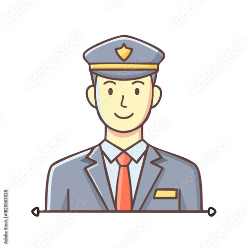 Friendly Pilot Captain Character In Uniform Smiling Cartoon Vector Illustration