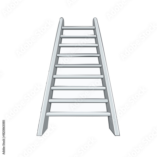 Illustration of a Simple, Gray Wooden Ladder with Horizontal Rungs