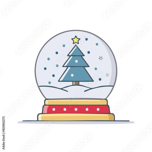 Snow globe with christmas tree inside winter holiday magic decoration