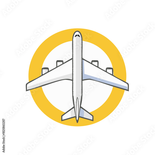 Airplane Icon Graphic Airliner Jet Plane Flying Transportation Circle Symbol