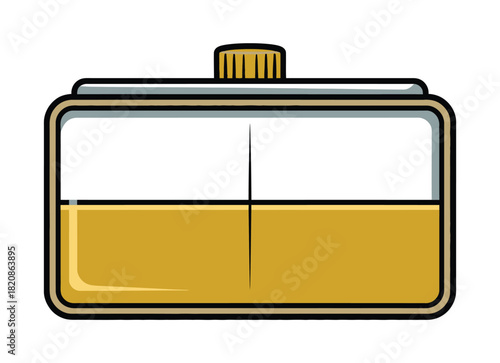 A stylized illustration of a hip flask filled with a golden liquid, suitable for representing spirits or a portable beverage container.