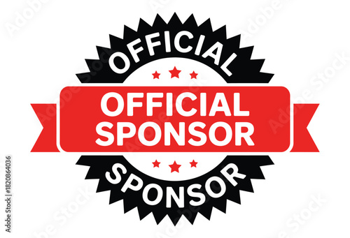 Official sponsor badge with bold text and a starburst design signifying endorsement and support for an event or organization.