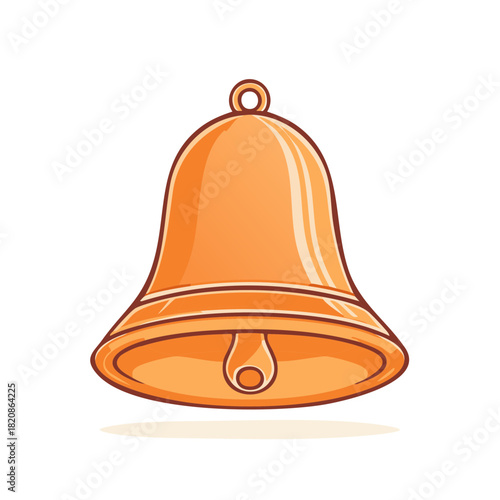 Classic Orange Bell with Clapper Simple Vector Illustration