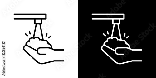 Hand Wash Icons. Fresh Line Design Built For Creative Flexibility In Light And Dark Versions. 