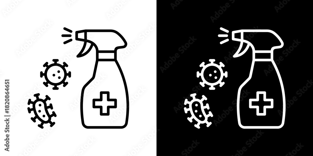 Naklejka premium Disinfectant Icons. Fresh Line Design Built For Creative Flexibility In Light And Dark Versions. 