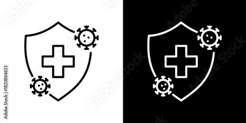 Health Protection Icons. Fresh Line Design Built For Creative Flexibility In Light And Dark Versions. 