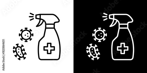 Disinfectant Icons. Fresh Line Design Built For Creative Flexibility In Light And Dark Versions. 