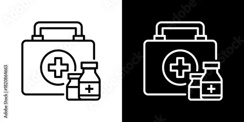 First Aid Icons. Fresh Line Design Built For Creative Flexibility In Light And Dark Versions. 